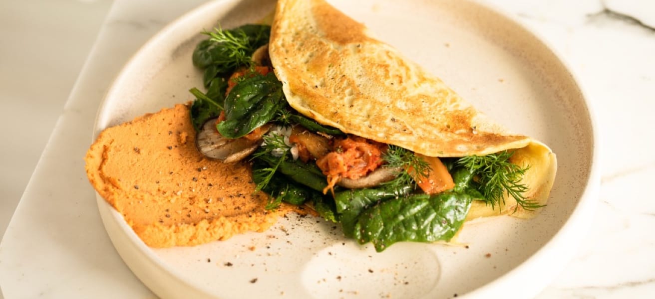 A photo of the omelette this recipe teaches to make.